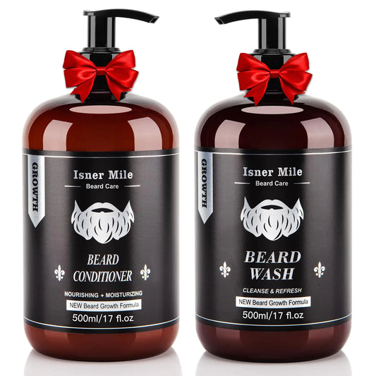 ISNER MILE Beard Wash and Conditioner Set 17 oz New Formula