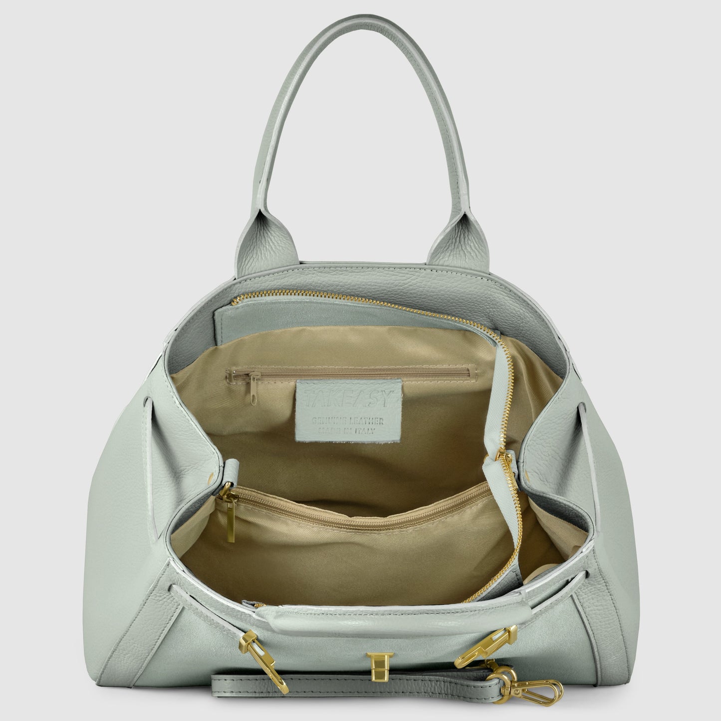 Calf & Suede Leather Top-Handle Bag