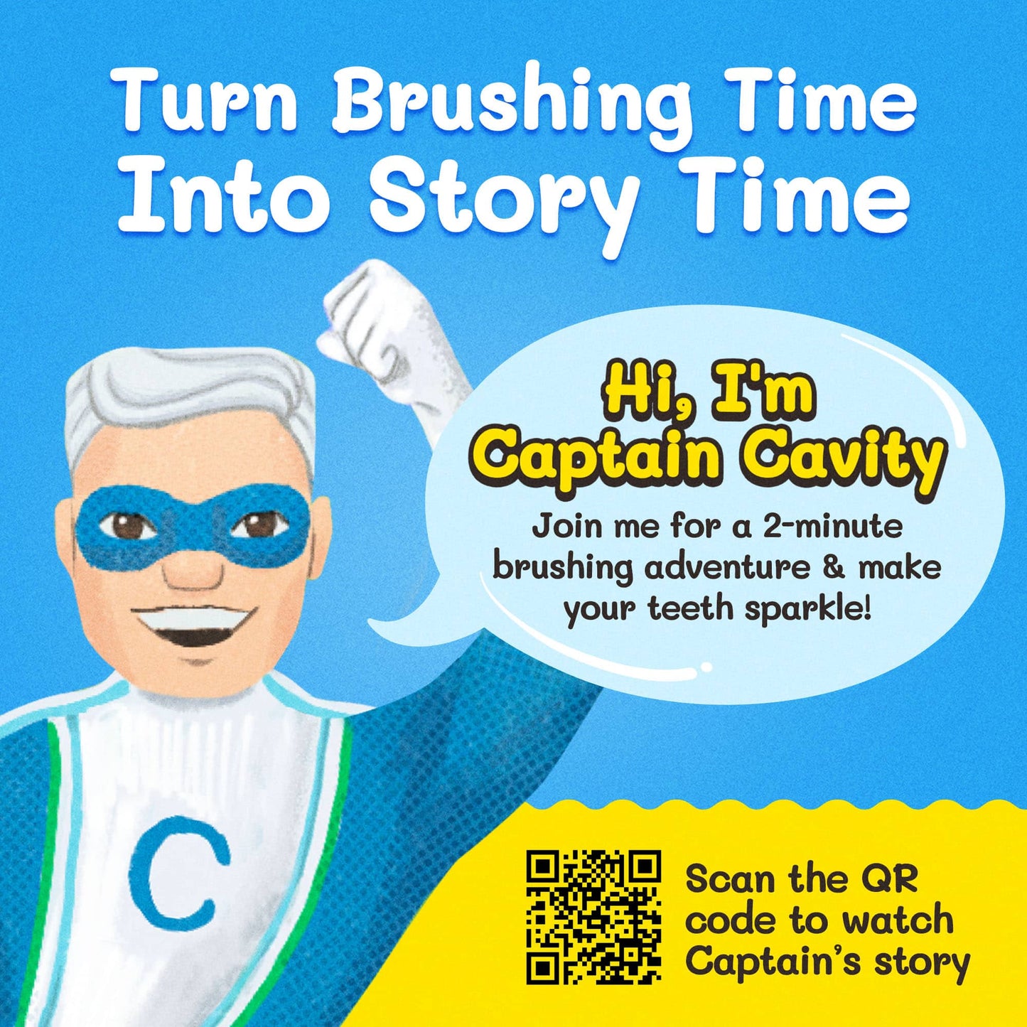 toothbrush-toys-kids-character-toothbrush-captain-cavity-storytime-qr-code - shoponestop.store