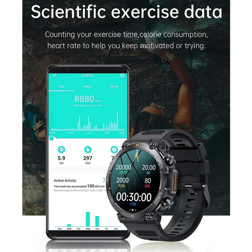 RogueX™ Outdoor Smartwatch for Men – Skull Design & Multi-Sport Tracking