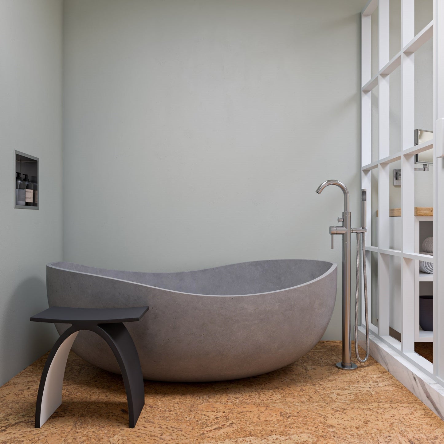 ALFI brand  ABCO63TUB 63" Solid Concrete Gray Matte Oval Bathtub