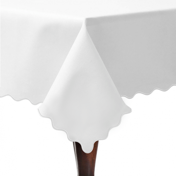 Scallop Embroidery Sateen Cotton Solid Table Cloth