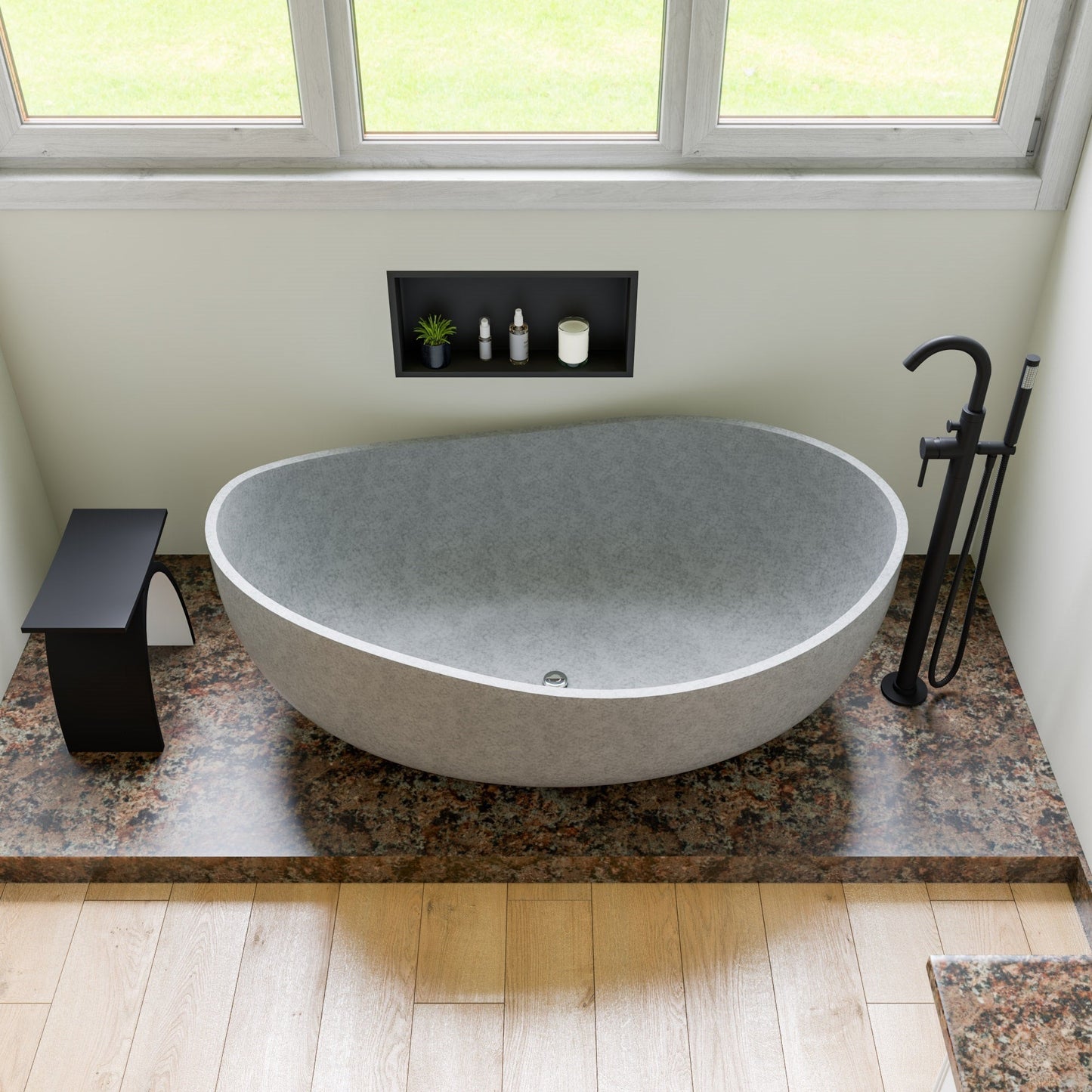 ALFI brand  ABCO63TUB 63" Solid Concrete Gray Matte Oval Bathtub
