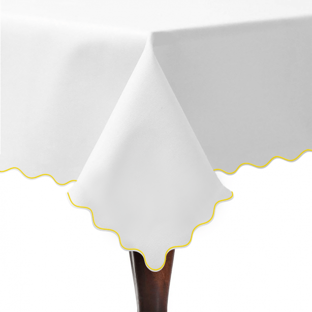 Scallop Embroidery Sateen Cotton Solid Table Cloth