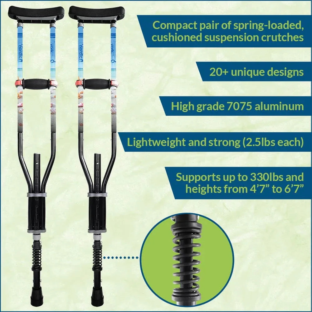 york-nordic-adjustable-spring-cushion-crutches-perfect-for-sports-injuries-and-travel-188 - shoponestop.store